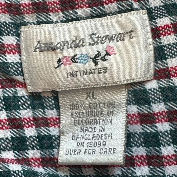 Amanda Stewart Intimates Vntg smocked Plaid Cotton Christmas Nightgown Size XL - Picture 3 of 10